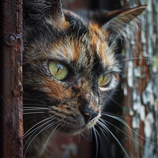 Senior cat for adoption in a shelter looking for a loving home.